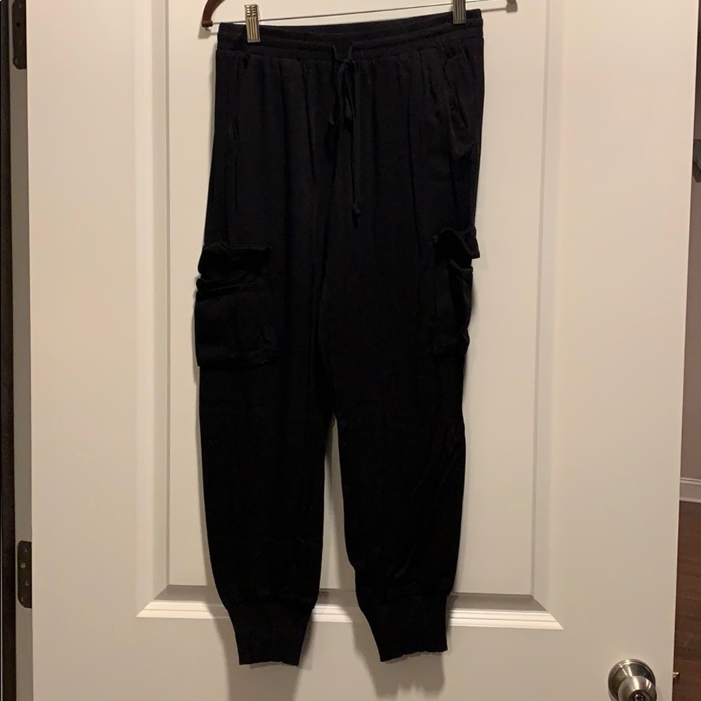 Black Cotton Cargo Pants
